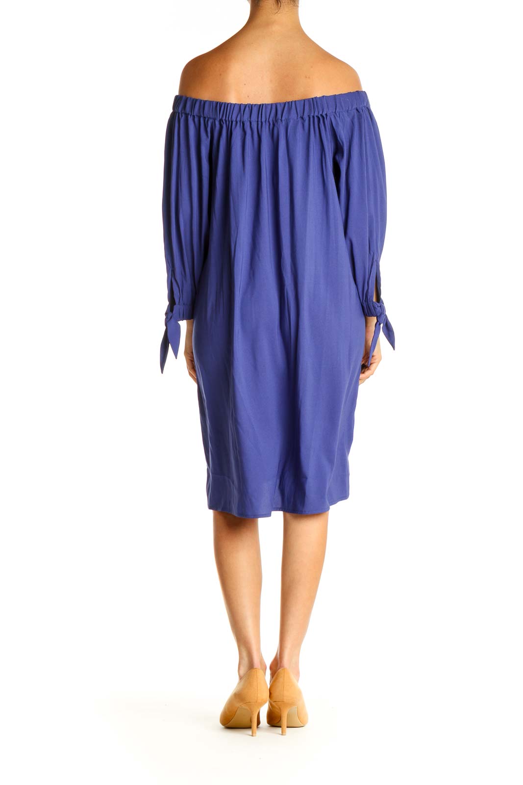 Blue Solid Day Shift Dress