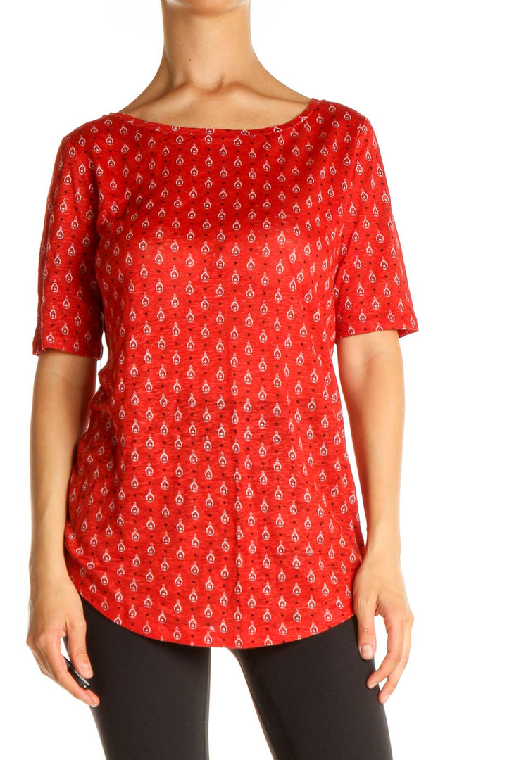 Red Printed All Day Wear Blouse