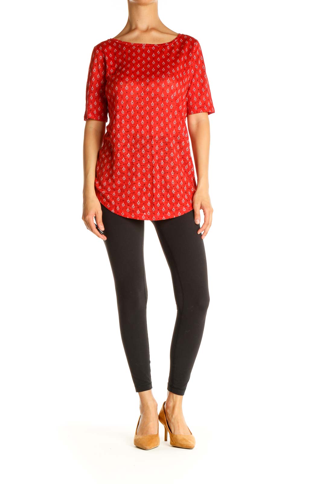 Red Printed All Day Wear Blouse