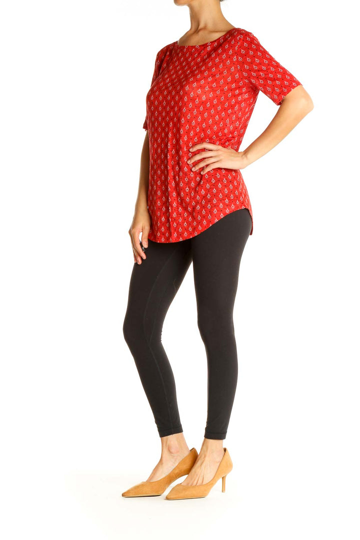 Red Printed All Day Wear Blouse