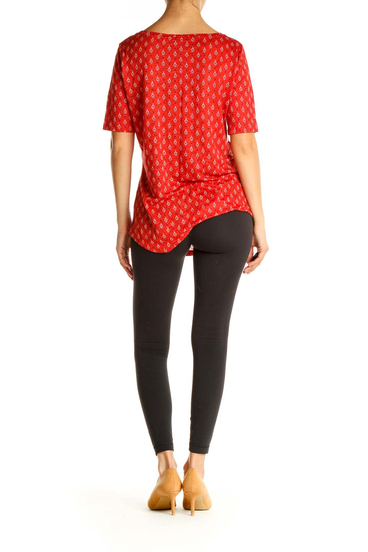 Red Printed All Day Wear Blouse