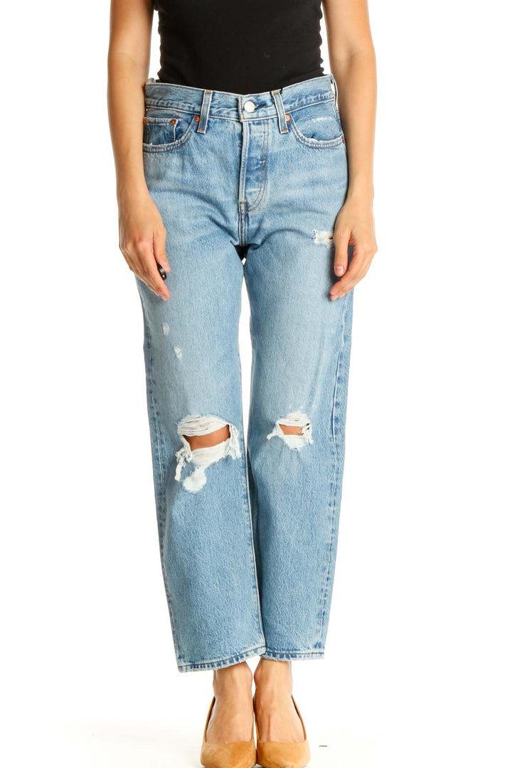 Blue Straight Leg Jeans