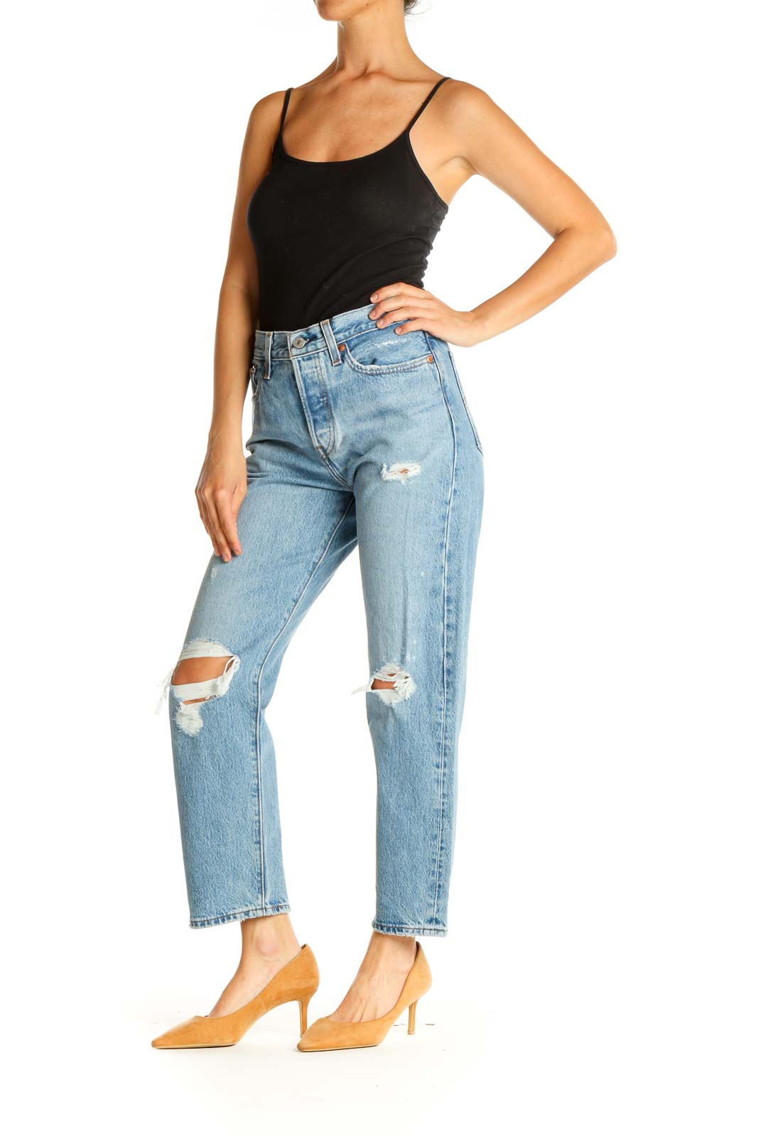 Blue Straight Leg Jeans