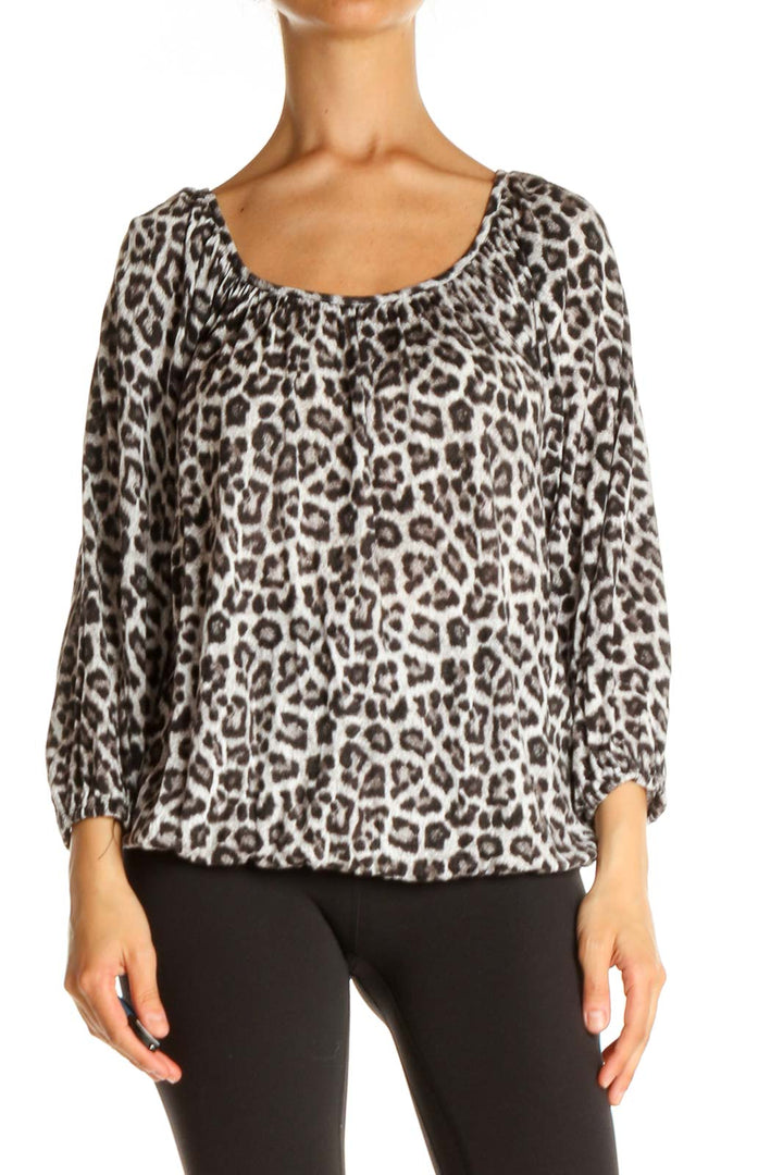 Brown Animal Print All Day Wear Blouse