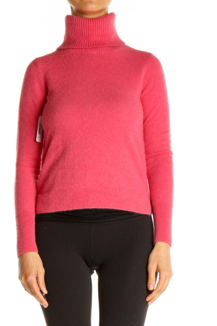 Pink Solid Casual Sweater