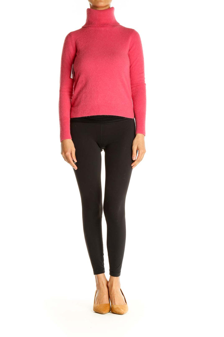 Pink Solid Casual Sweater