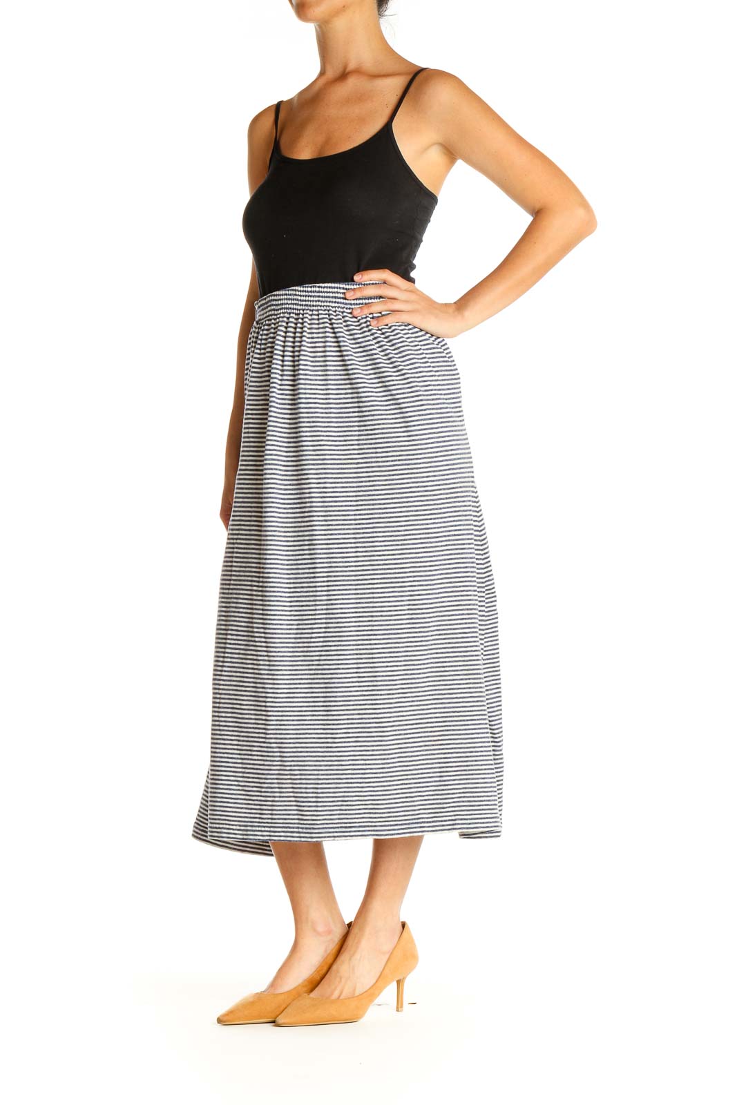 Blue and White Striped Classic A-Line Skirt