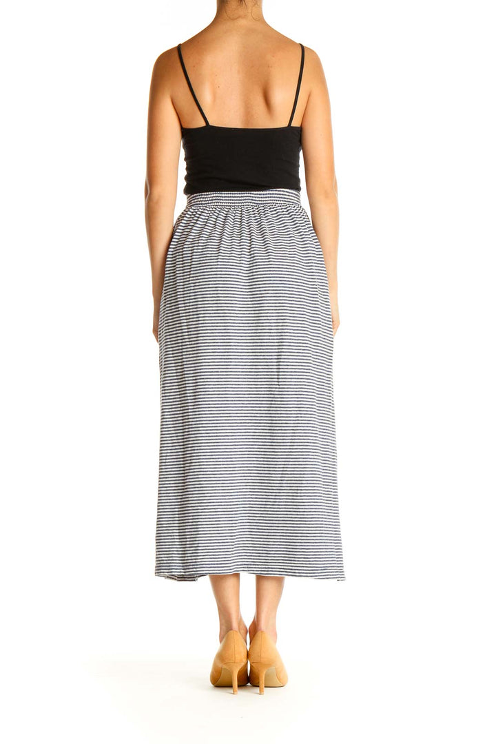 Blue and White Striped Classic A-Line Skirt