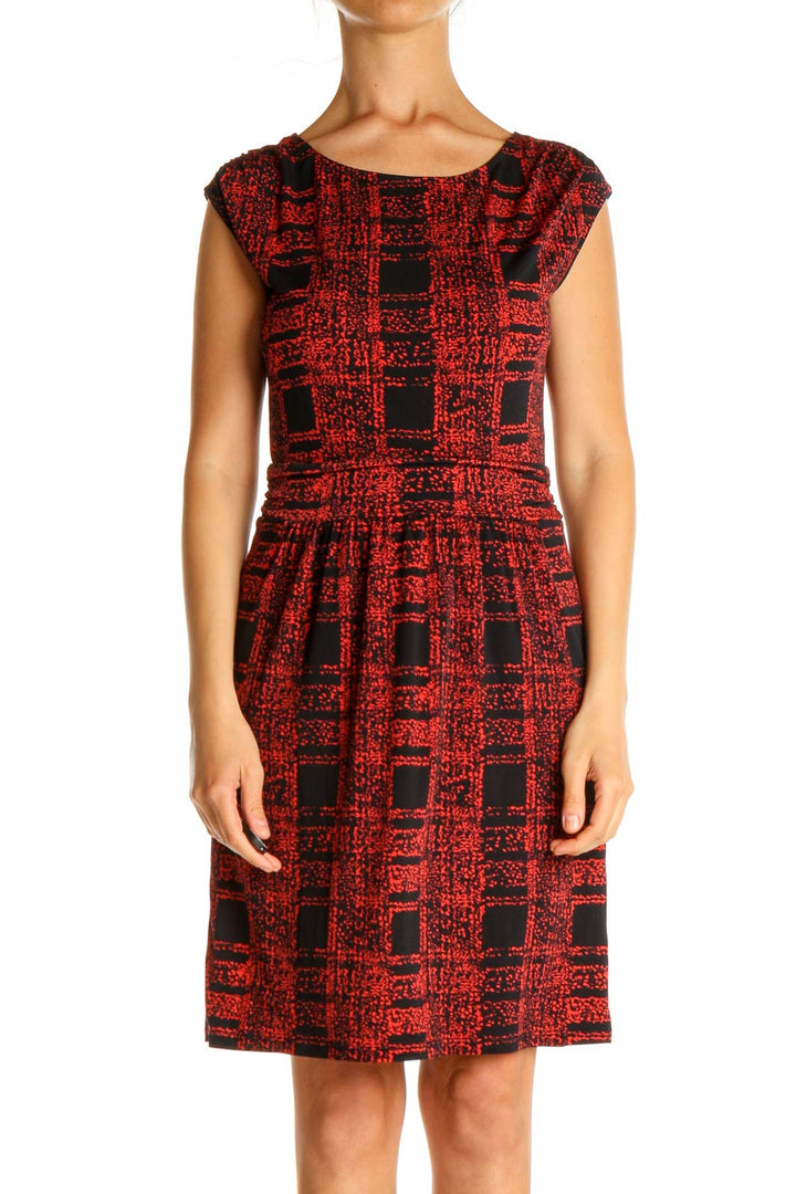 Red Checkered Work Fit & Flare Dress