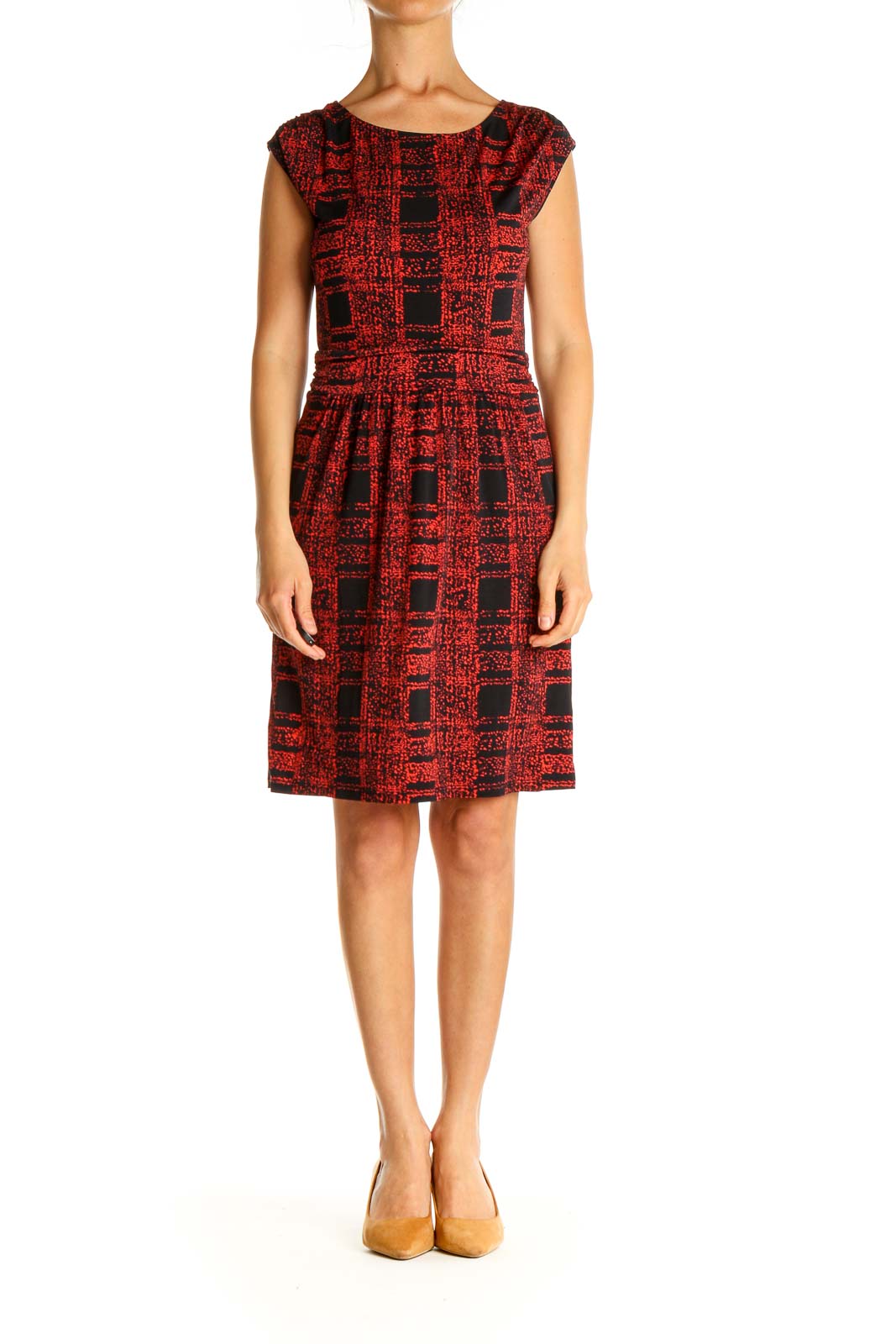 Red Checkered Work Fit & Flare Dress