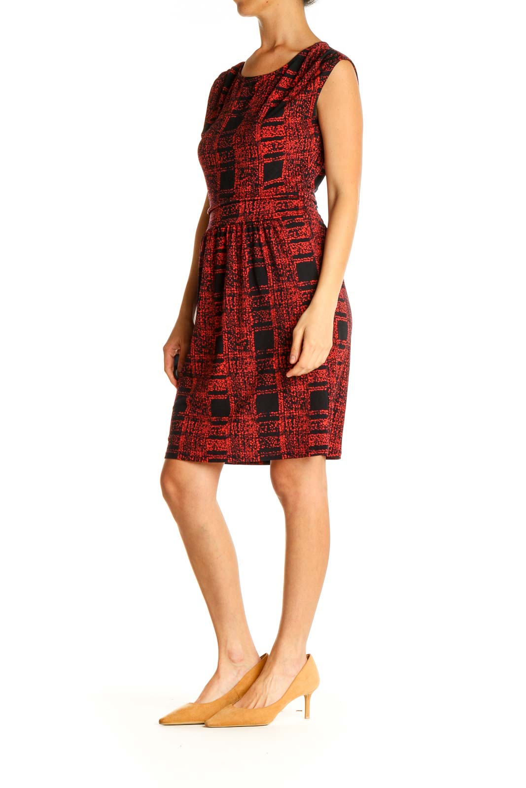 Red Checkered Work Fit & Flare Dress