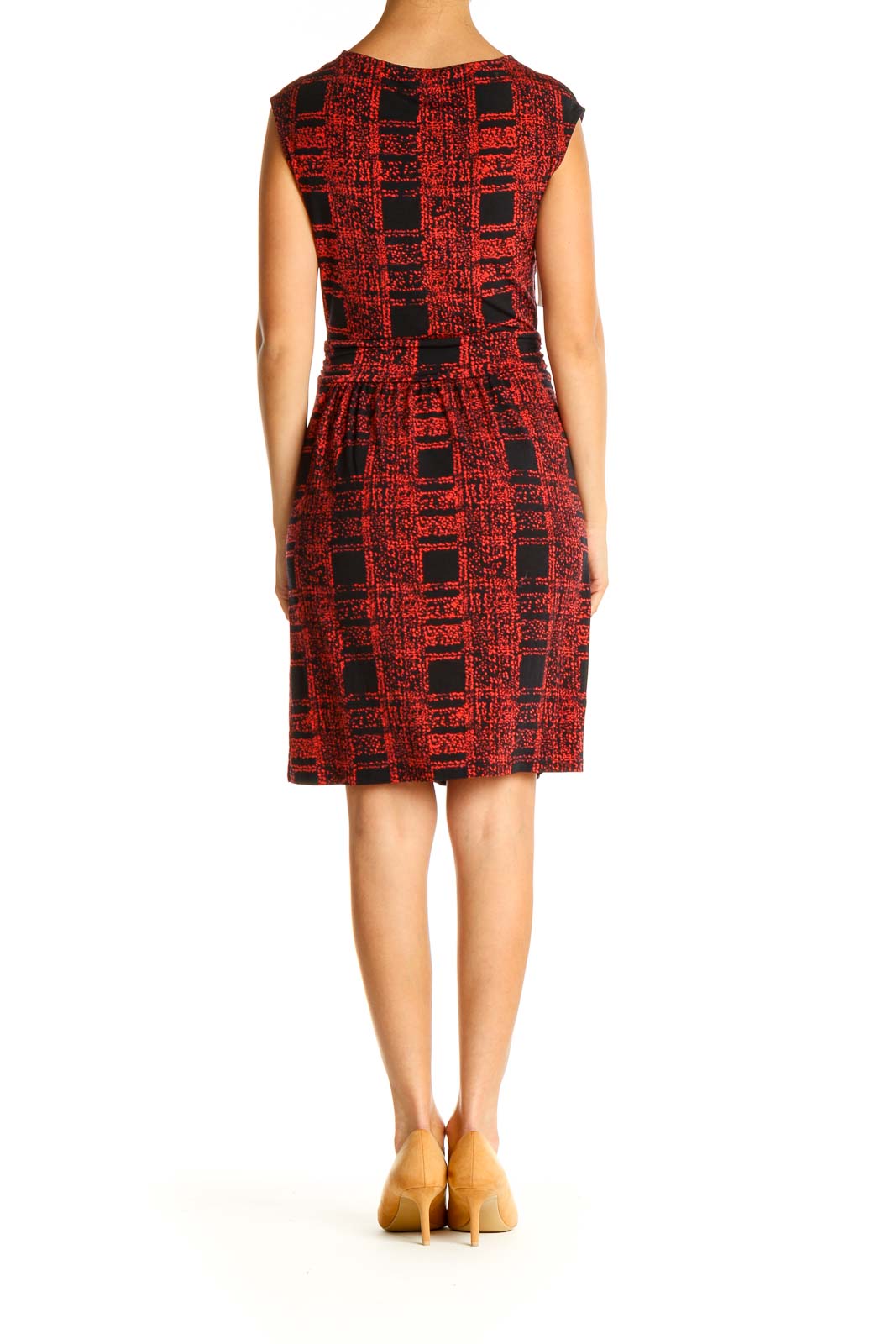 Red Checkered Work Fit & Flare Dress