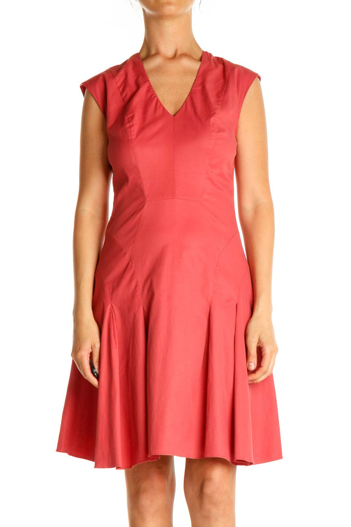 Pink Solid Day Fit & Flare Dress