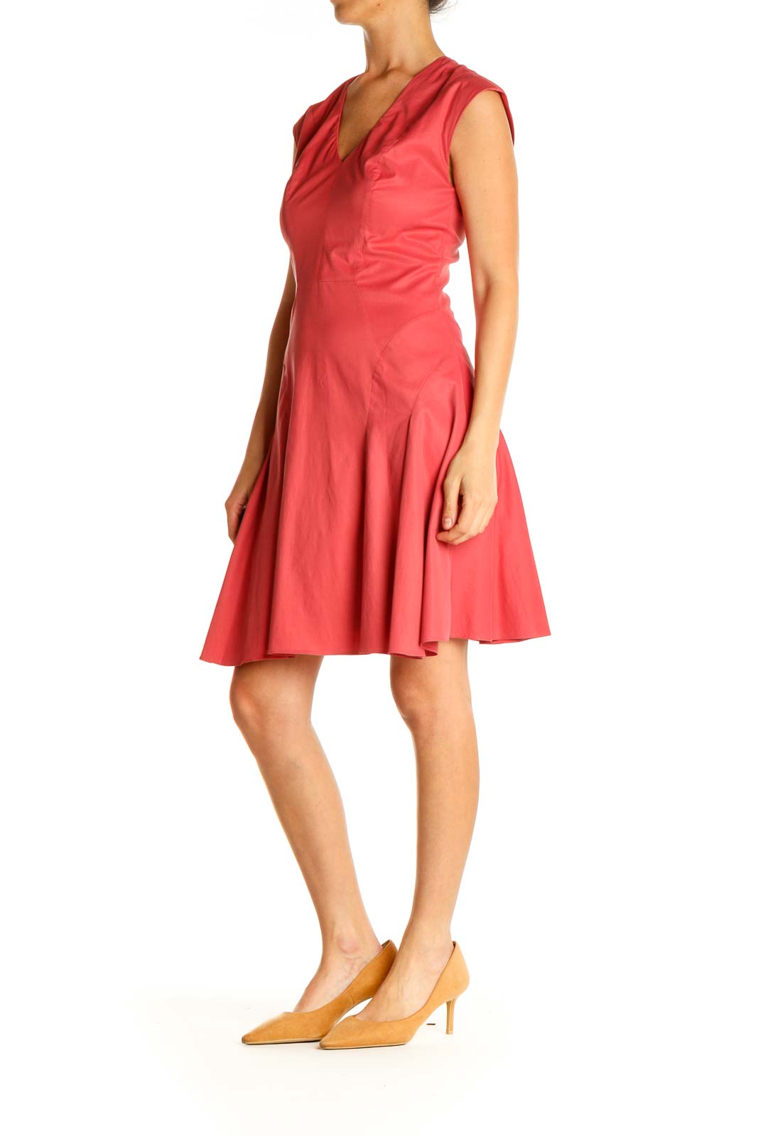 Pink Solid Day Fit & Flare Dress