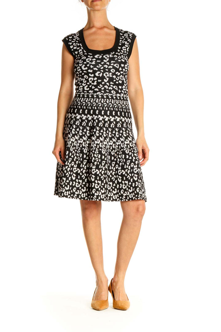 Black Animal Print Fit & Flare Dress