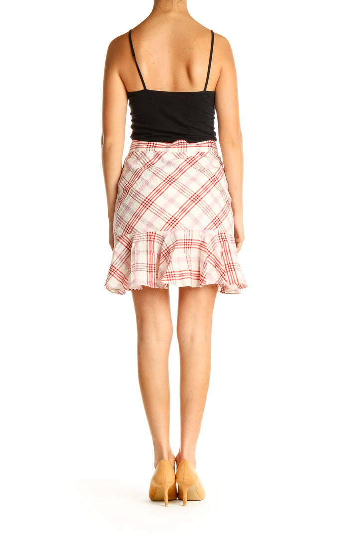 Pink Checkered Holiday A-Line Skirt