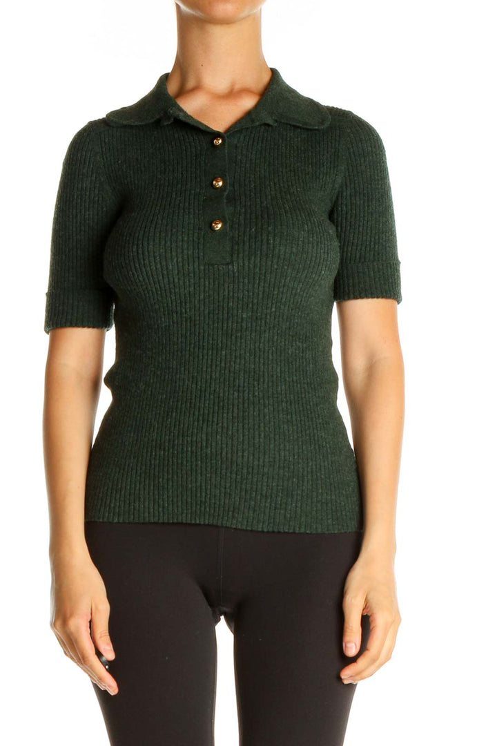 Green Solid All Day Wear Sweater