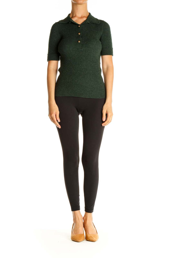 Green Solid All Day Wear Sweater