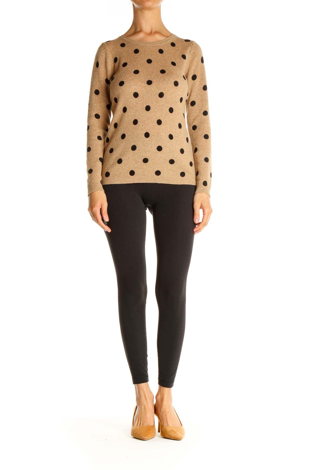 Beige Polka Dot All Day Wear Sweater