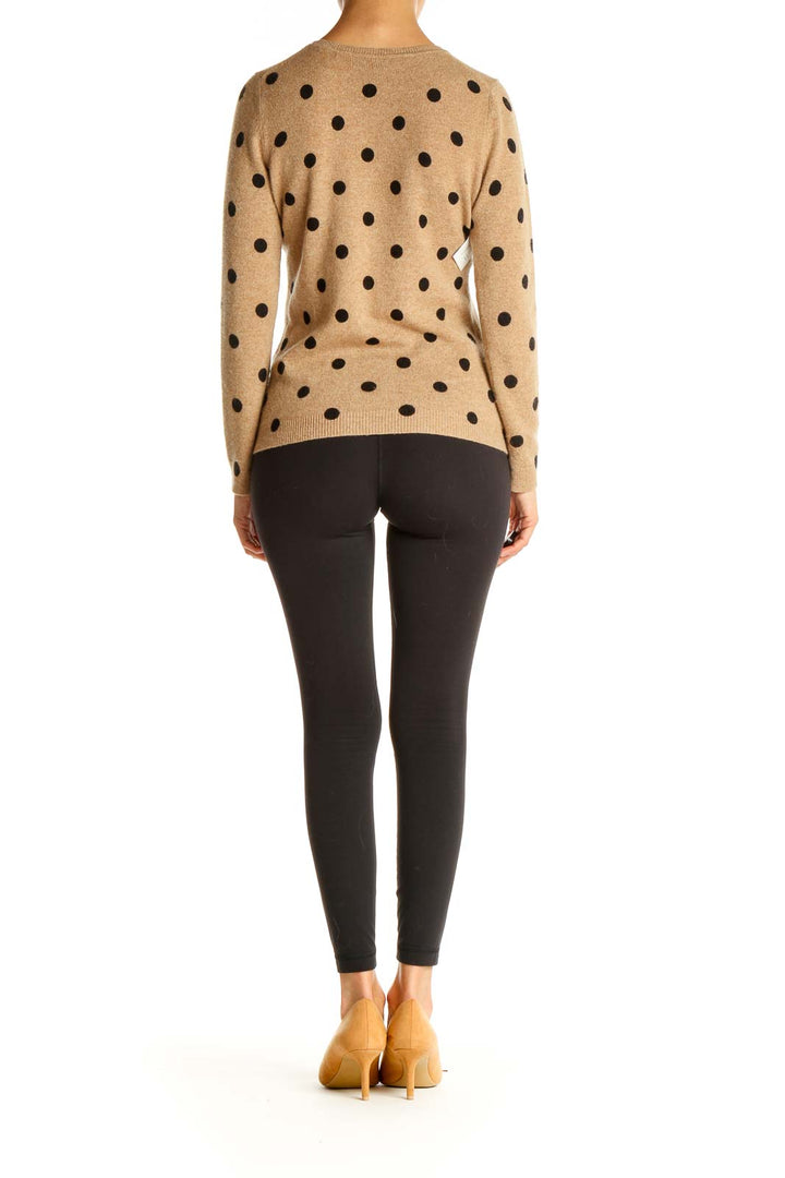 Beige Polka Dot All Day Wear Sweater