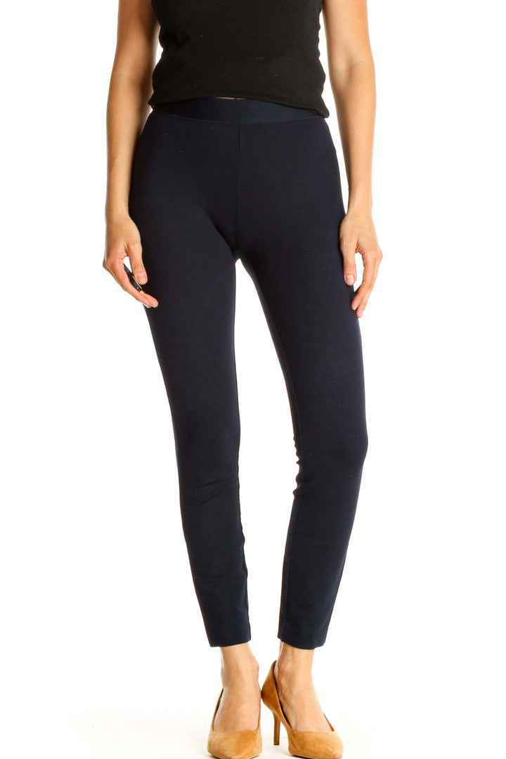 Blue Solid All Day Wear Leggings