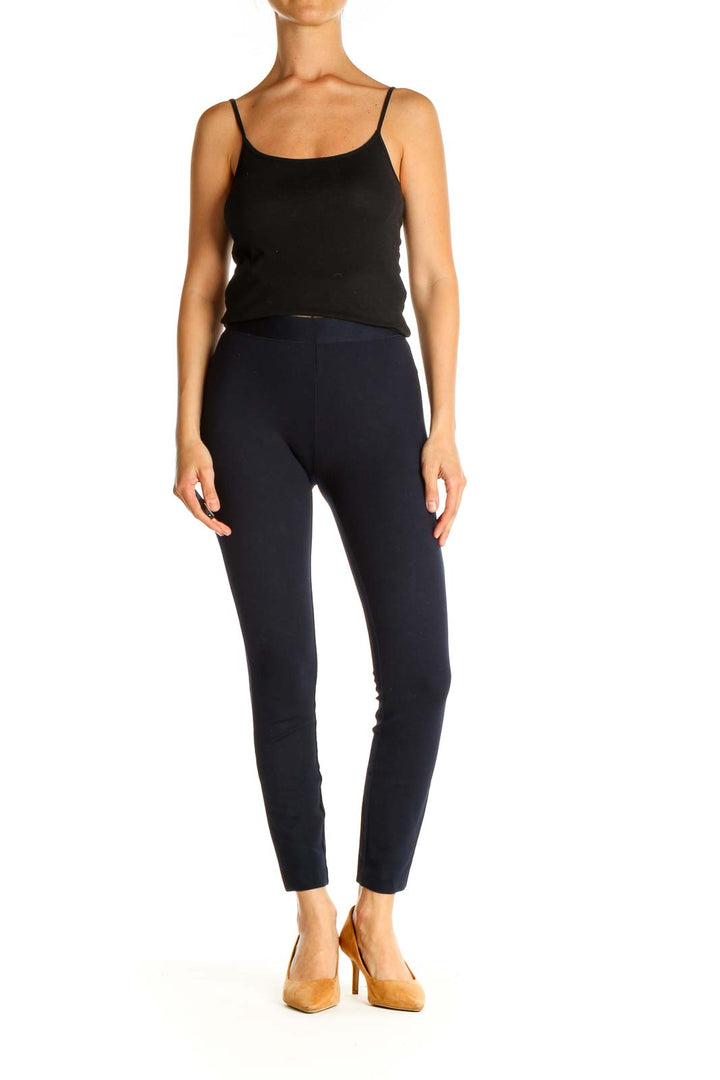 Blue Solid All Day Wear Leggings