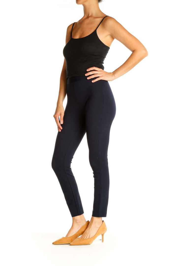 Blue Solid All Day Wear Leggings