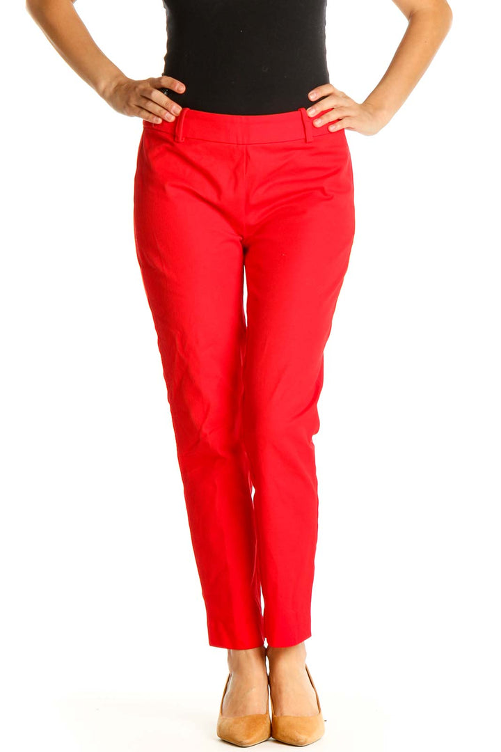 Red Solid All Day Wear Trousers