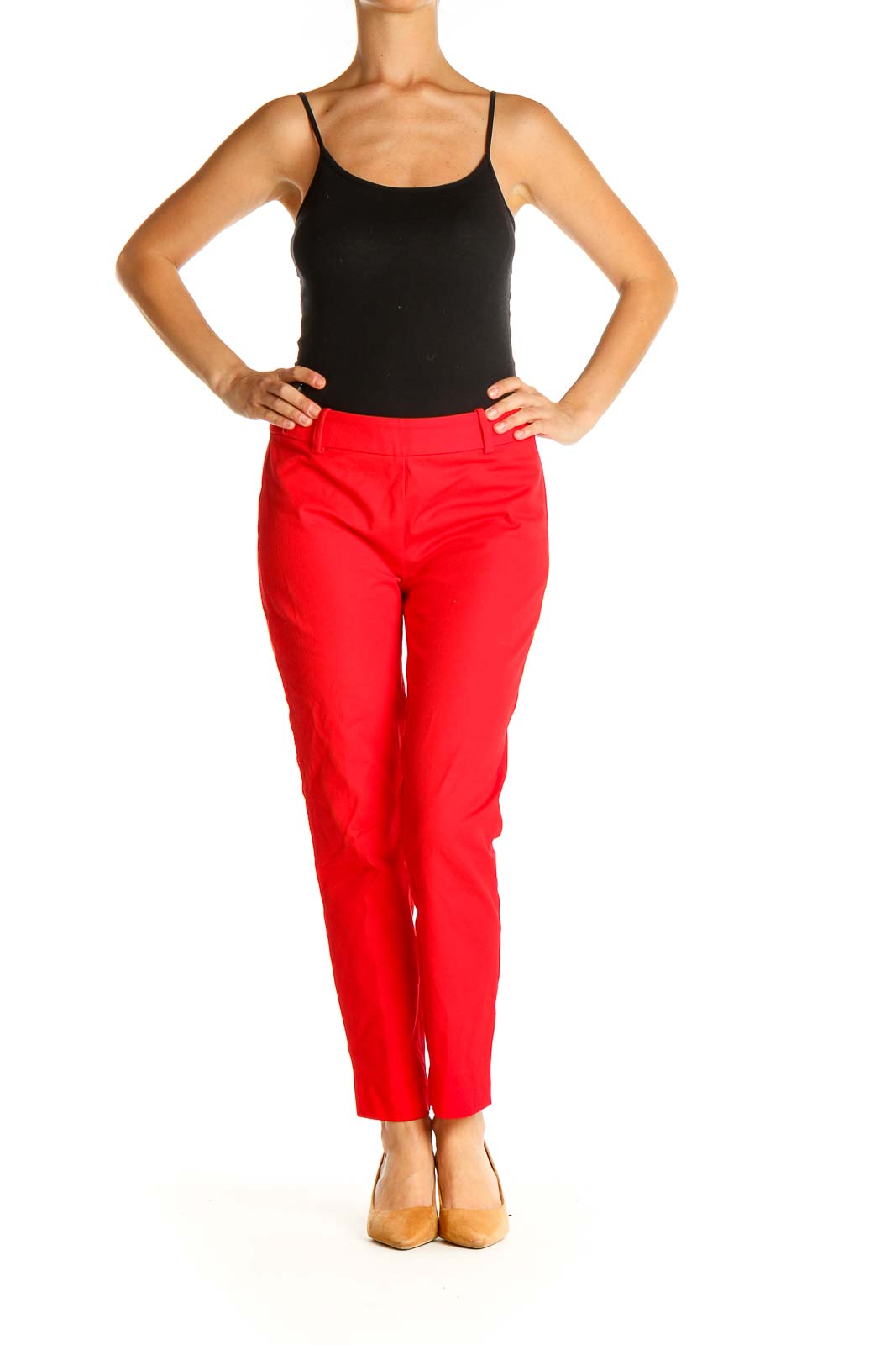 Red Solid All Day Wear Trousers