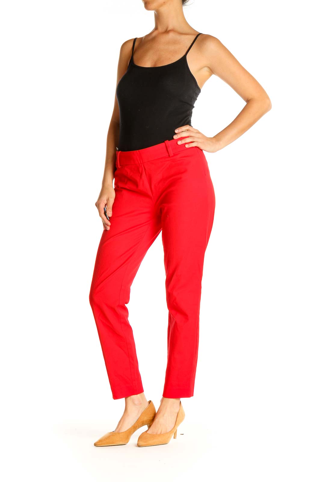 Red Solid All Day Wear Trousers