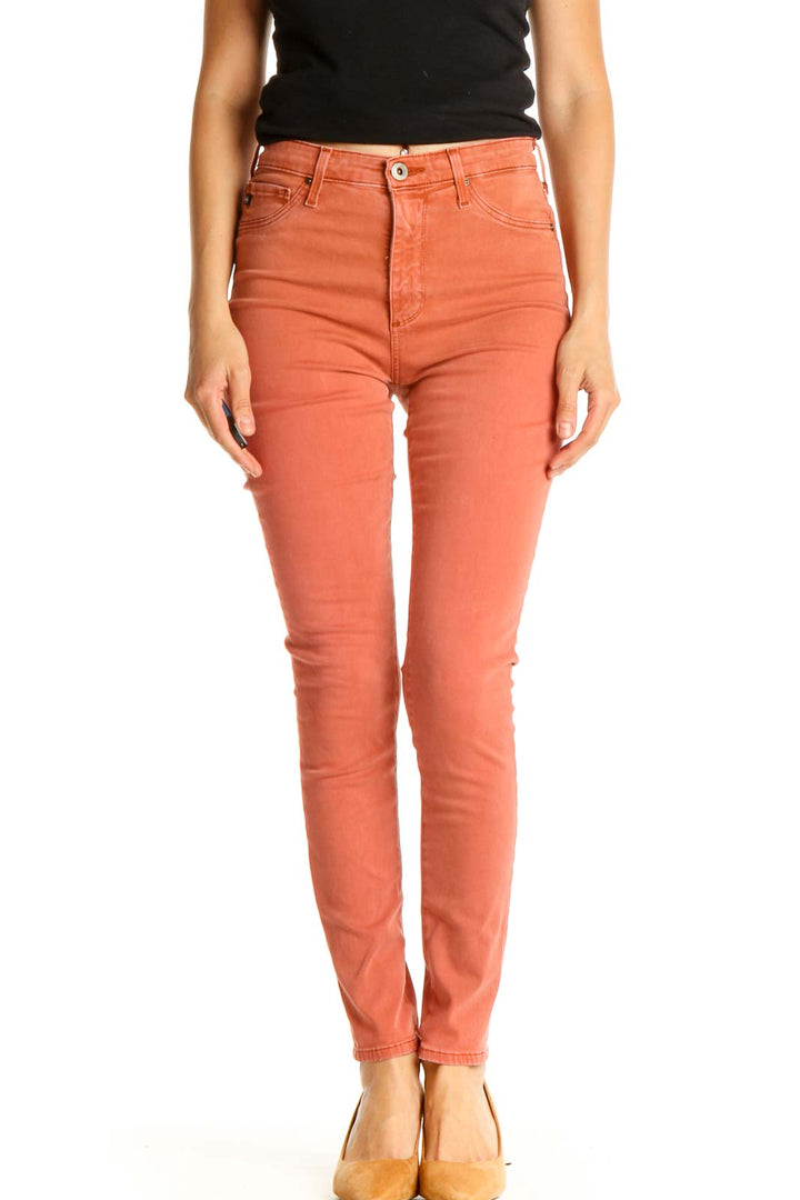 Orange High Waisted Skinny Pants