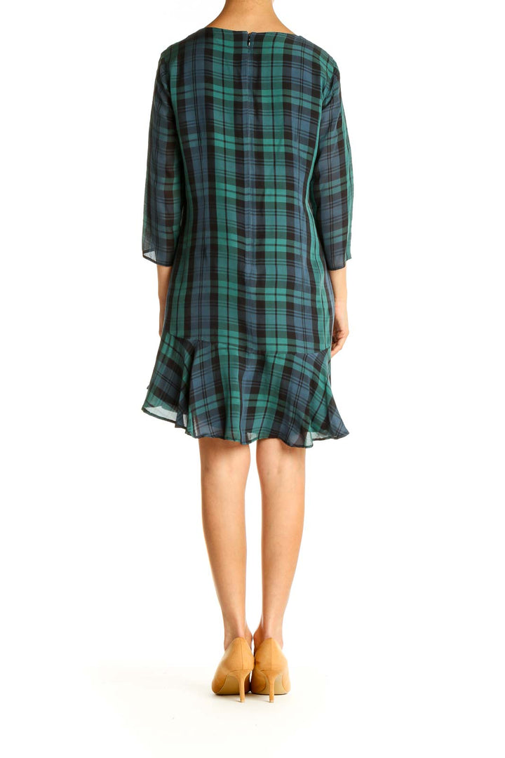 Green Checkered Day A-Line Dress