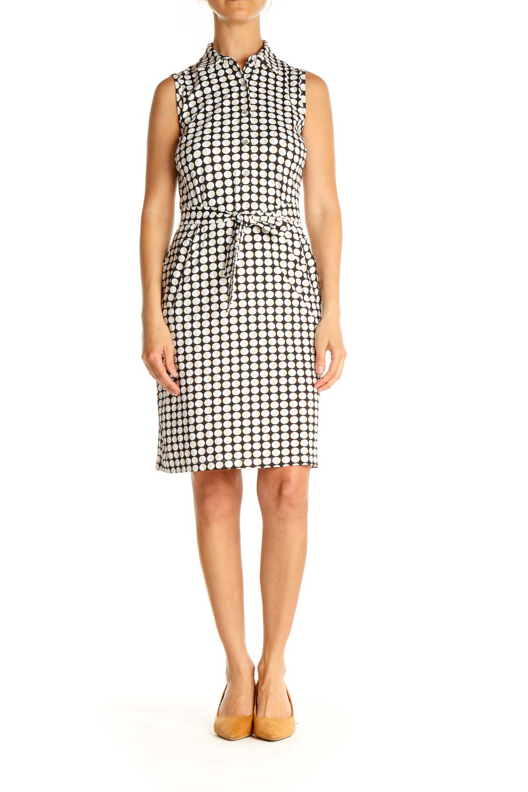 Black Geometric Print Classic Sheath Dress