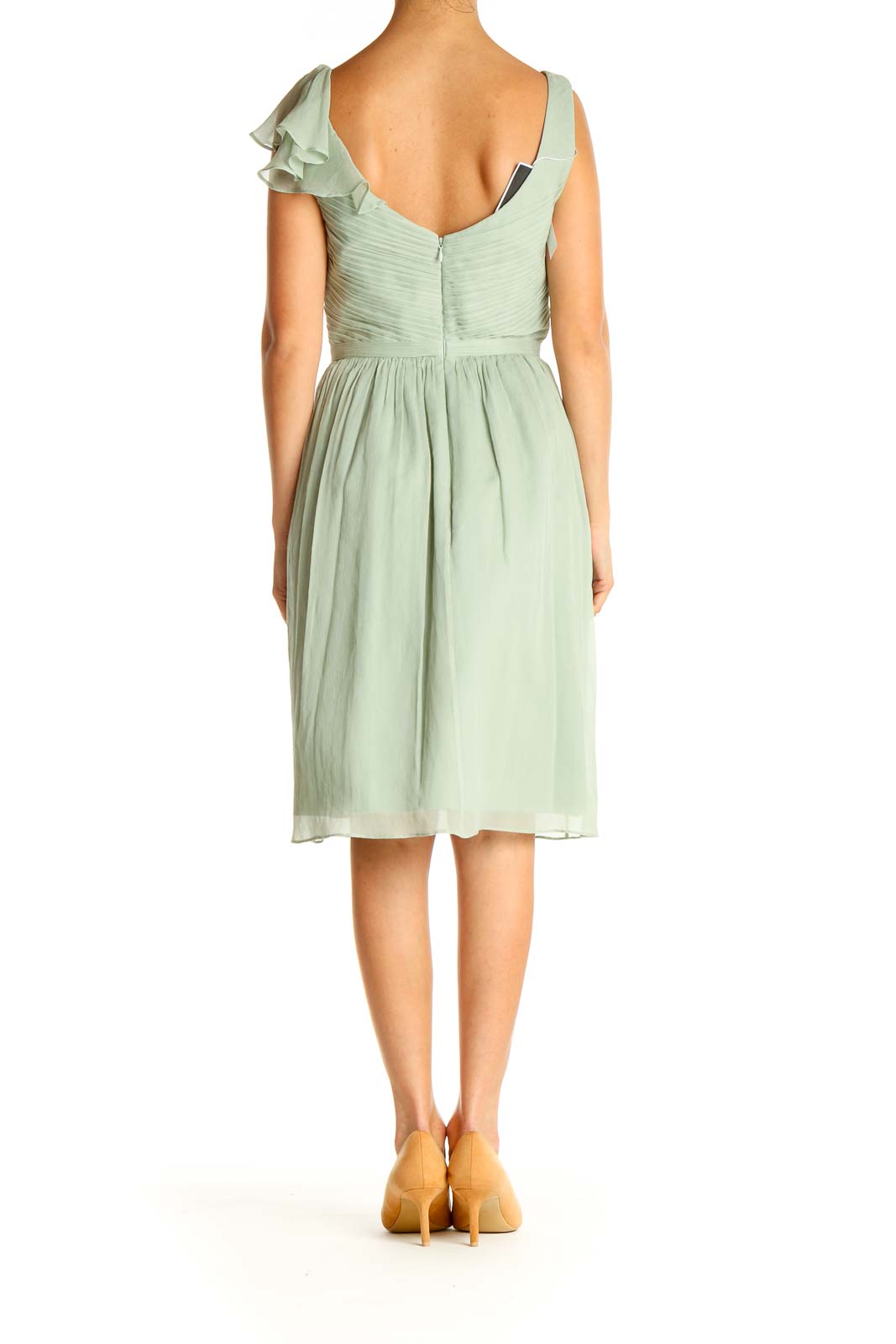 Green Solid Holiday Fit & Flare Dress