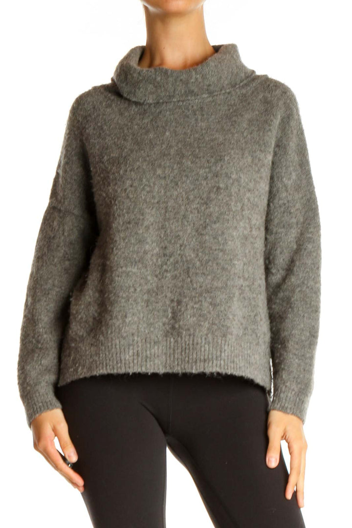 Gray Textured Classic Sweater