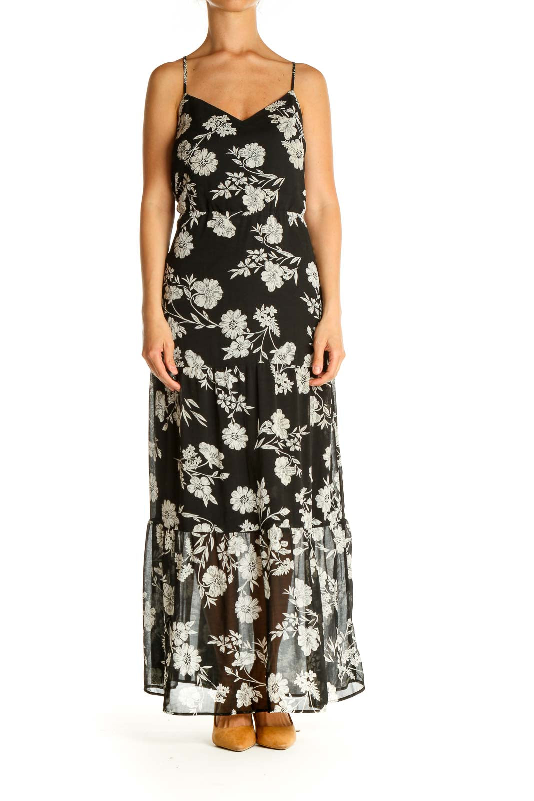 Black Floral Print Day Maxi Dress