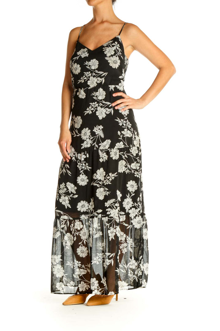 Black Floral Print Day Maxi Dress