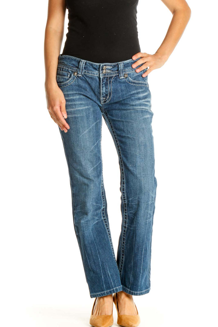 Blue Straight Leg Jeans