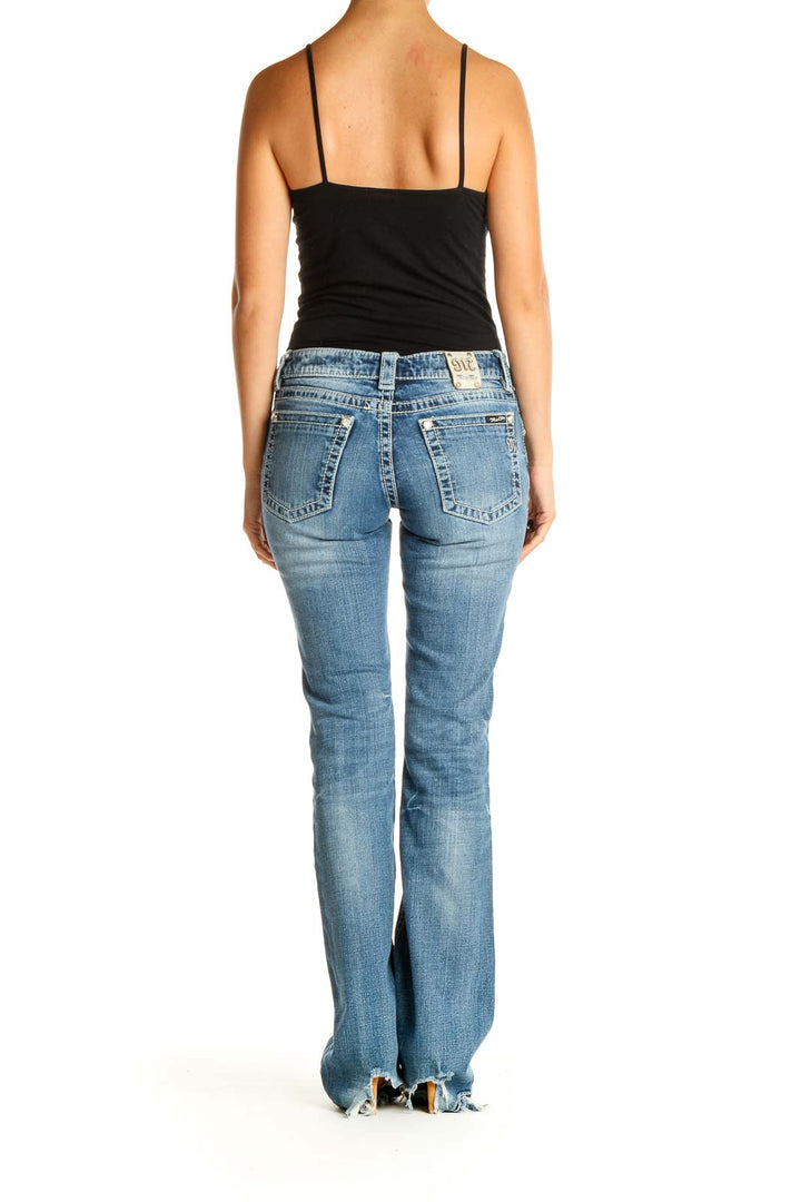 Blue Low Rise Embellished Jeans