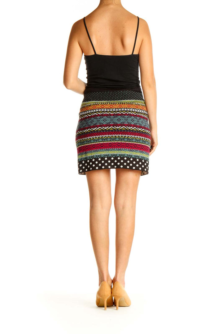 Black Aztec Print Bohemian Pencil Skirt