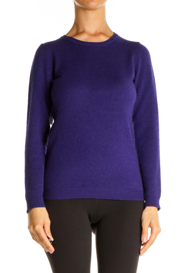 Blue Solid Classic Sweater