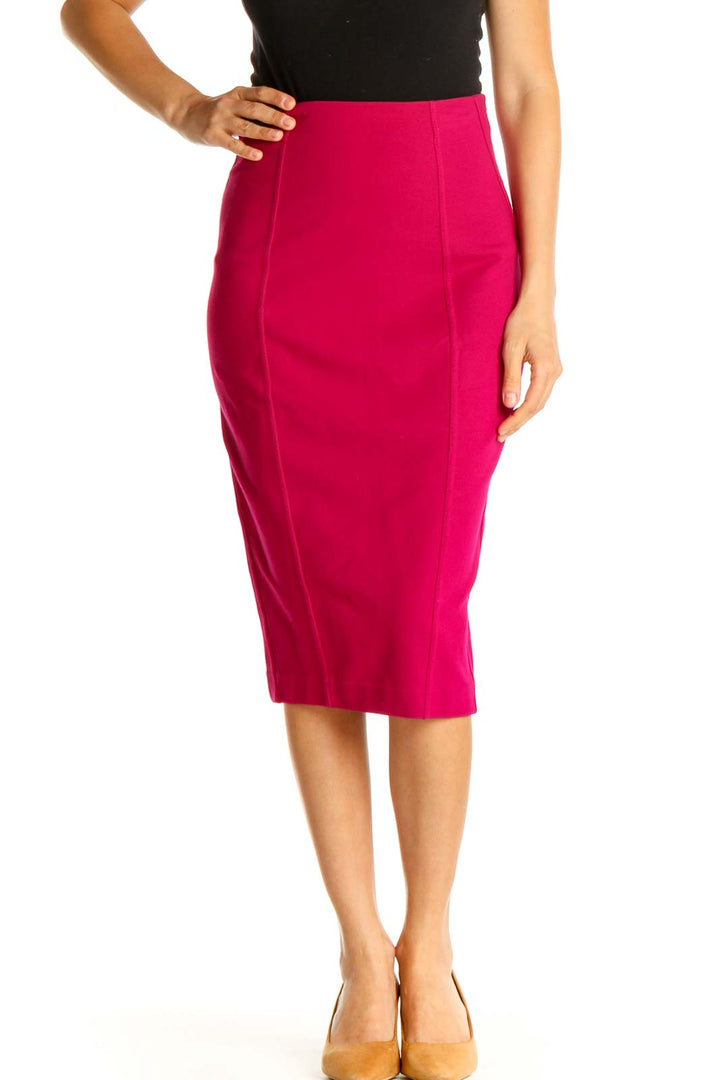 Pink Solid Brunch Pencil Skirt