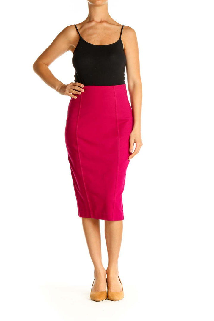 Pink Solid Brunch Pencil Skirt