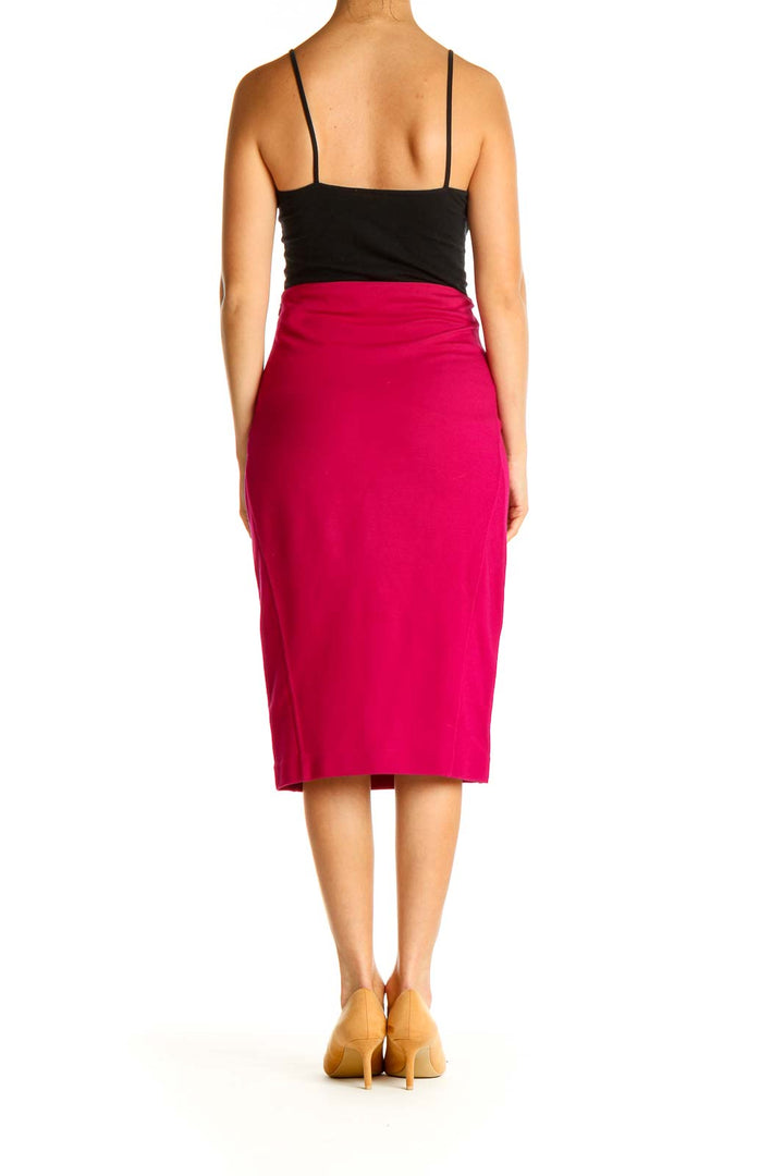 Pink Solid Brunch Pencil Skirt