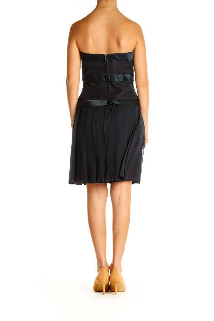 Black and Blue Solid Holiday Shift Dress