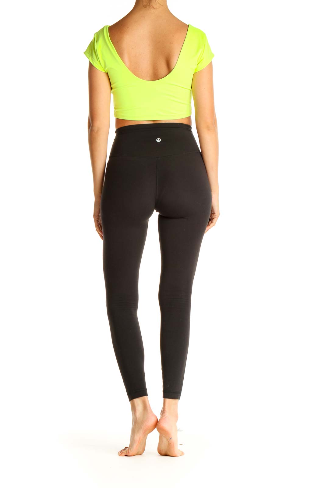 Green Solid Cropped Workout Top