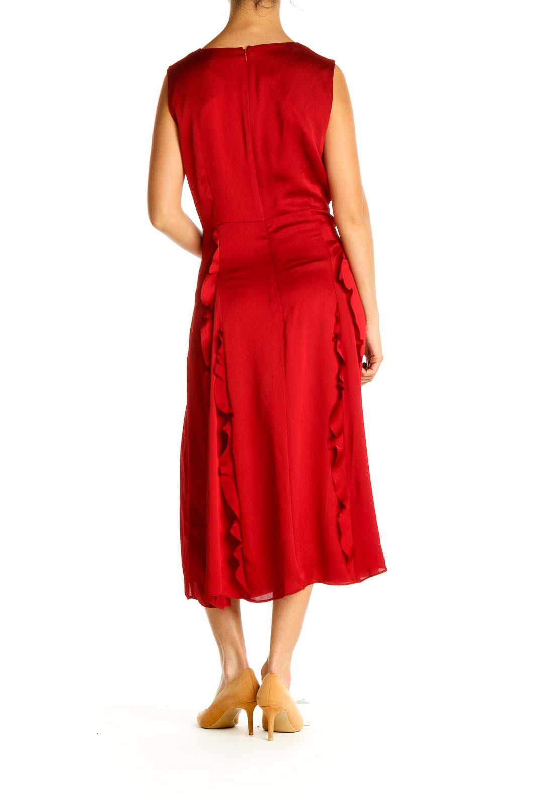 Red Solid Day Fit & Flare Dress