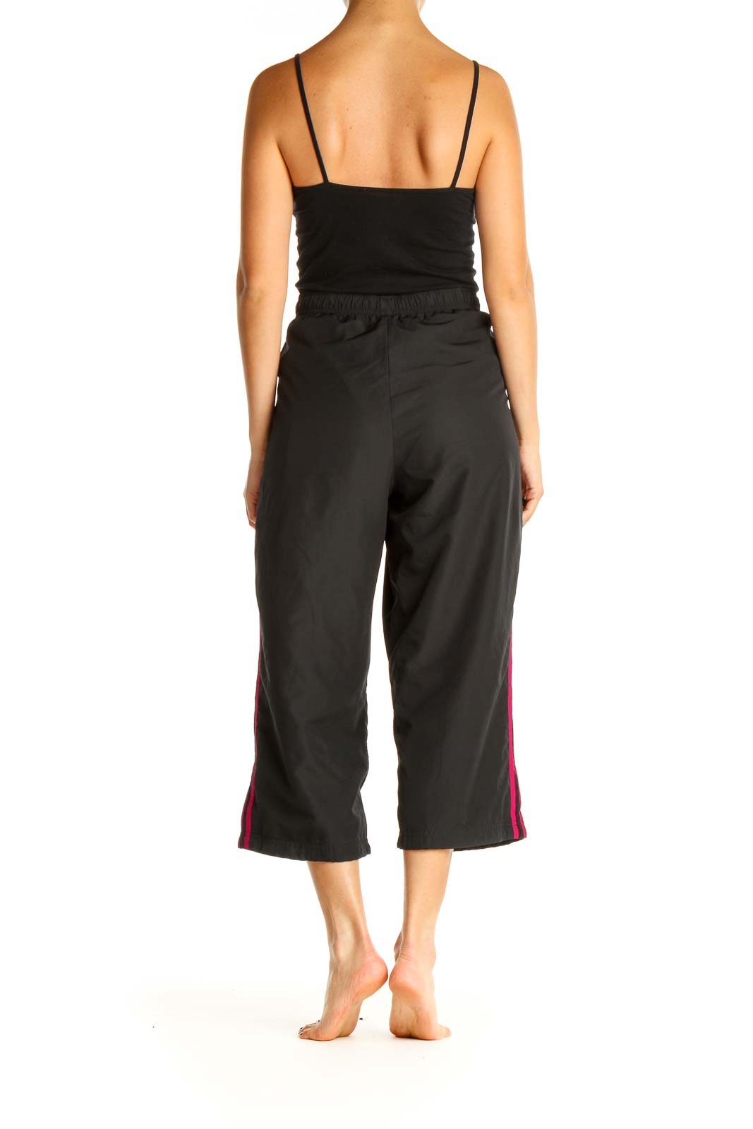 Black Solid Casual Activewear Pants