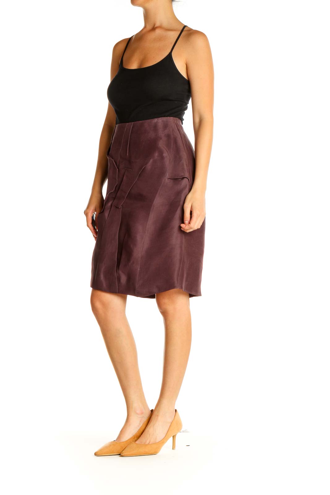 Purple Solid Brunch Pencil Skirt