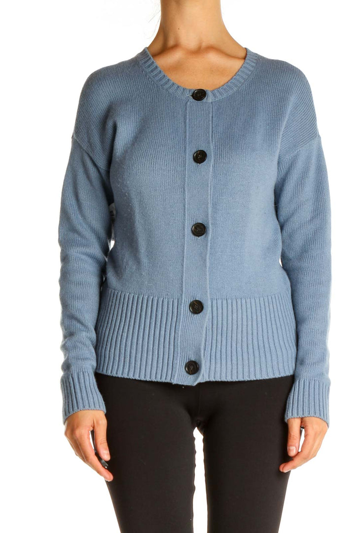 Blue Solid All Day Wear Sweater